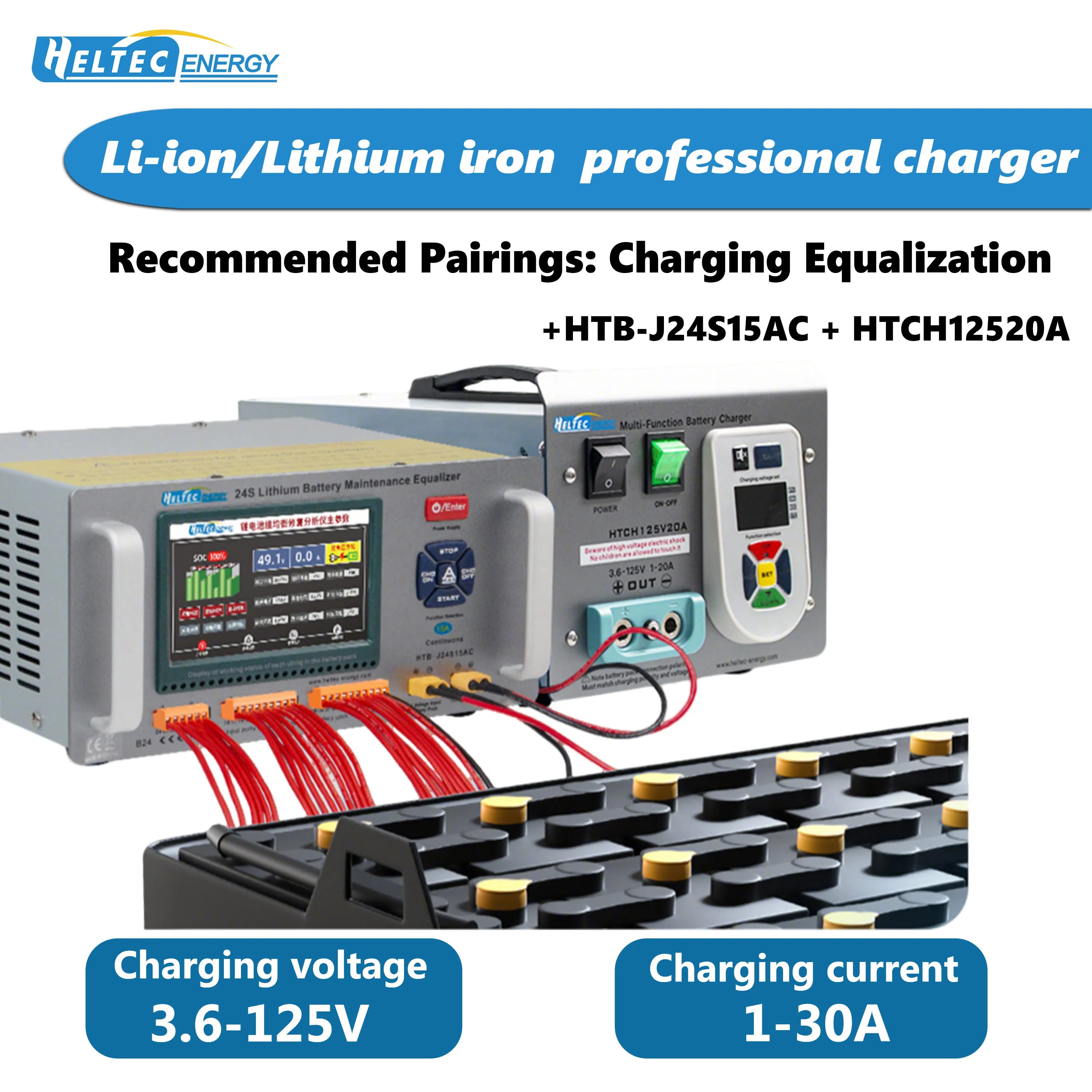 Set di Equalizzatore e Caricabatterie Multifunzione Heltec 24S 10A 15A per Batterie al Litio - Strumento di Ricarica Professionale 3.6-125V 1-30A