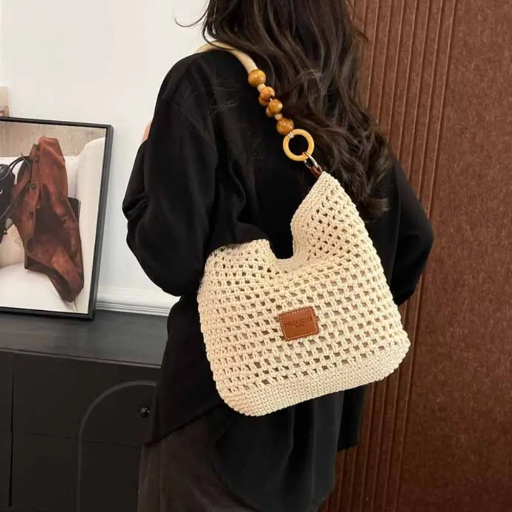 

Hollow Out Beach Woven Bag Tote Bag Beach Handbag Bohemian Beach Bag Large Capacity Bucket Bag Hollow Shoulder Bag Shopping