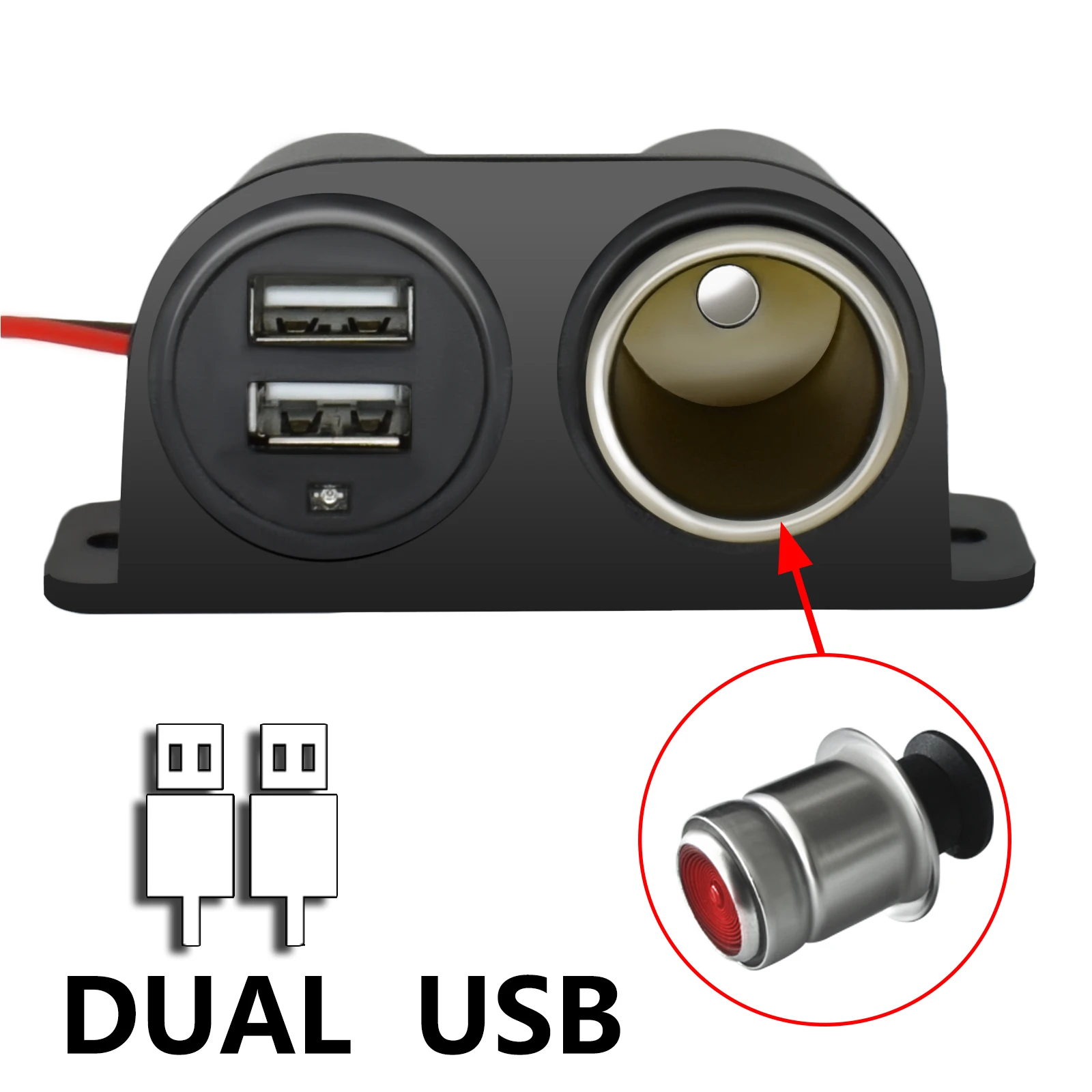 12v 24v Car Cigarette Lighter Charger Dual USB Auto Charge Car Lighter Splitter Socket Universal for Dash Cam DVR Mobile Phone