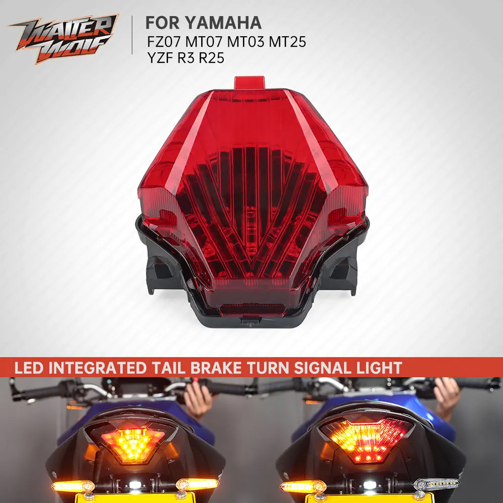 

Rear Tail Light Taillight Brake Lamp For Yamaha MT-03 MT-07 MT-25 FZ07 YZF R3 R25 2014-2025 LED Stop Light Turn Signal Indicator