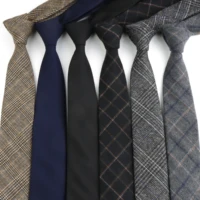 Classic Mens Solid Cotton Handmade 6cm Ties Striped Narrow Collar Slim Necktie Black Red Blue Formal Business Wedding Tie Gift