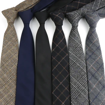 Classic Mens Solid Cotton Handmade 6cm Ties Striped Narrow Collar Slim Necktie Black Red Blue Formal Business Wedding Tie Gift