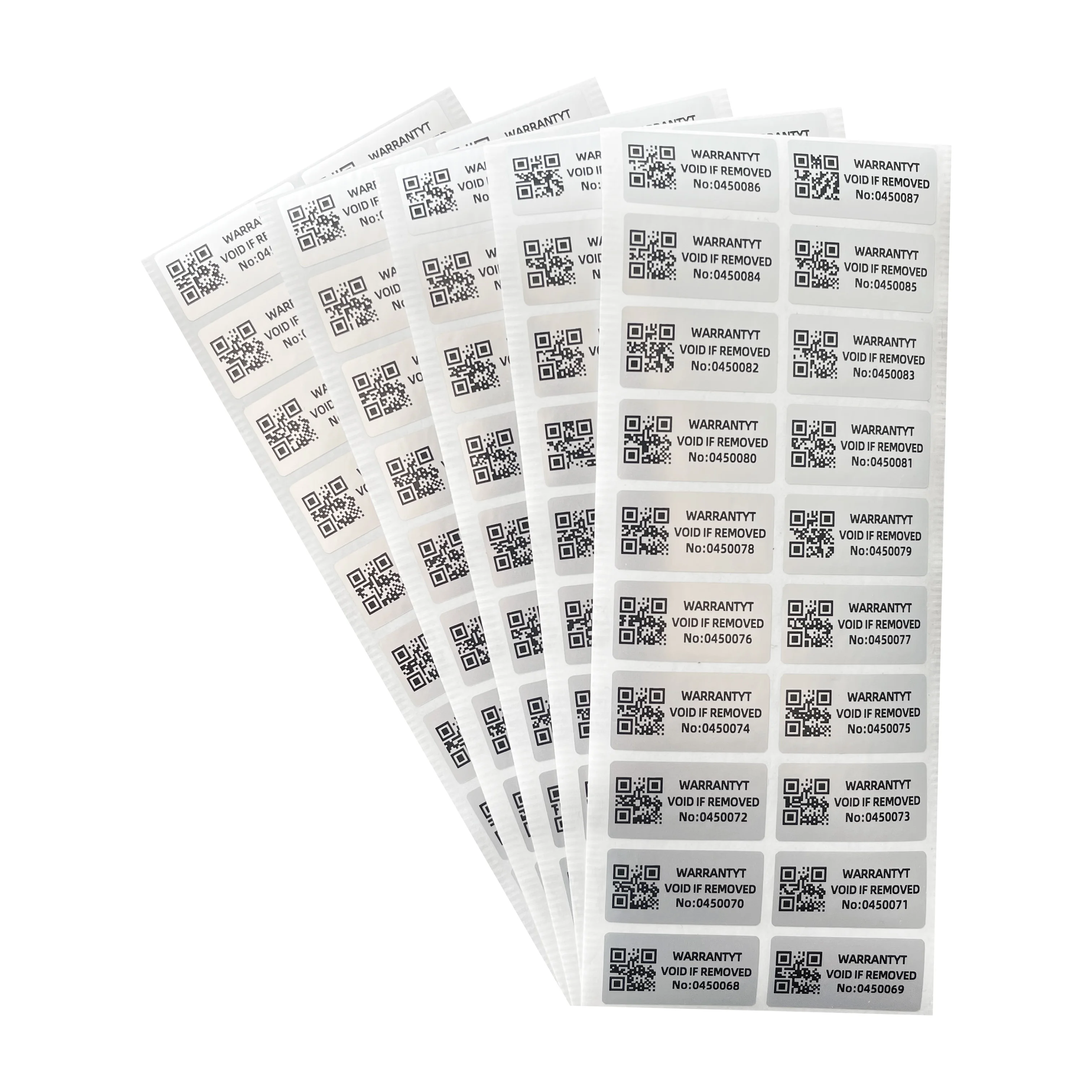 100pcs warranty protection sticker 30X15mm tamper-proof invalid label One-time security seal QR code serial number sticker