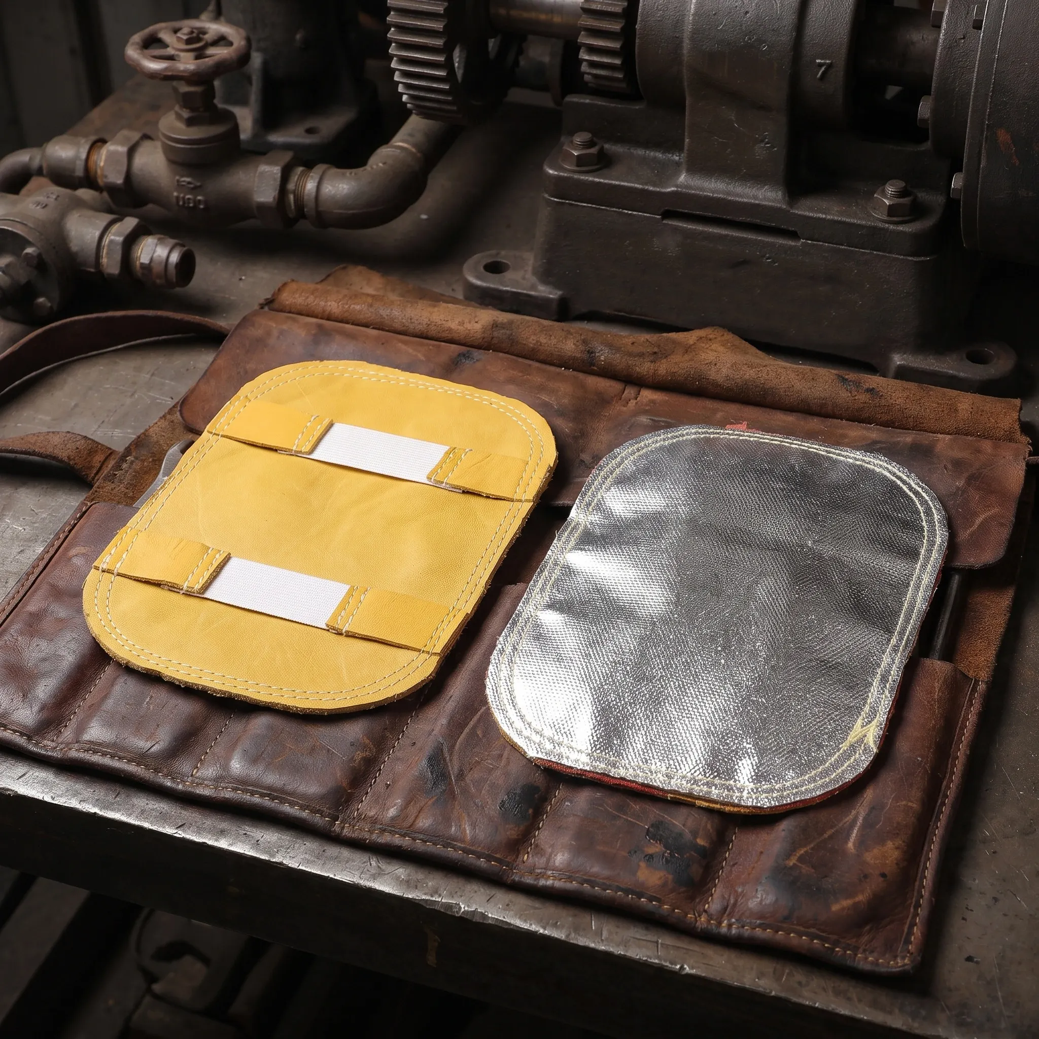 1Pair Cowhide Aluminized Fireproof Welding Hand Pad High Temperature Resistant Hand Deflector Protective Glove Accessory