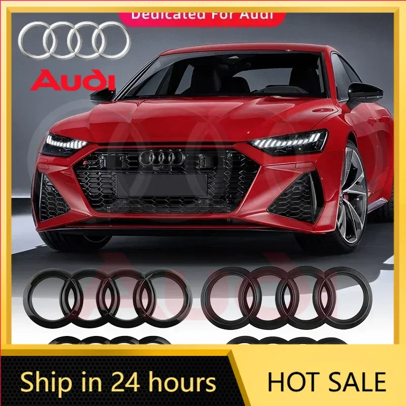 

ABS Four Ring Car Logo Cover Front Grille Badge Rear Trunk Emblem Decal For Audi A3 A4 A5 A6 A7 A8 Q3 Q5 Q7 Q8 Car Accessories