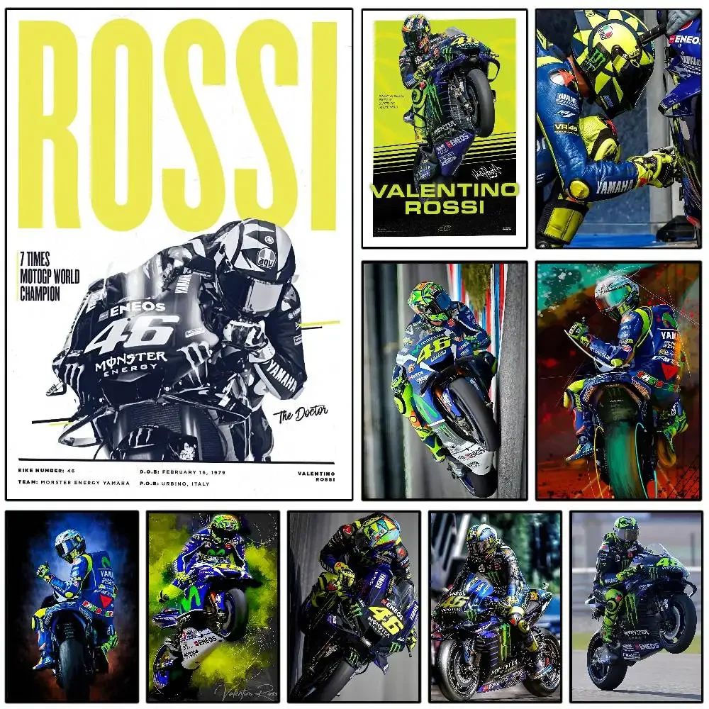 Motorcycle Racer Valentino Rossi Poster Art Print Wall Decor for Living Room Bedroom Home Decoration Gift