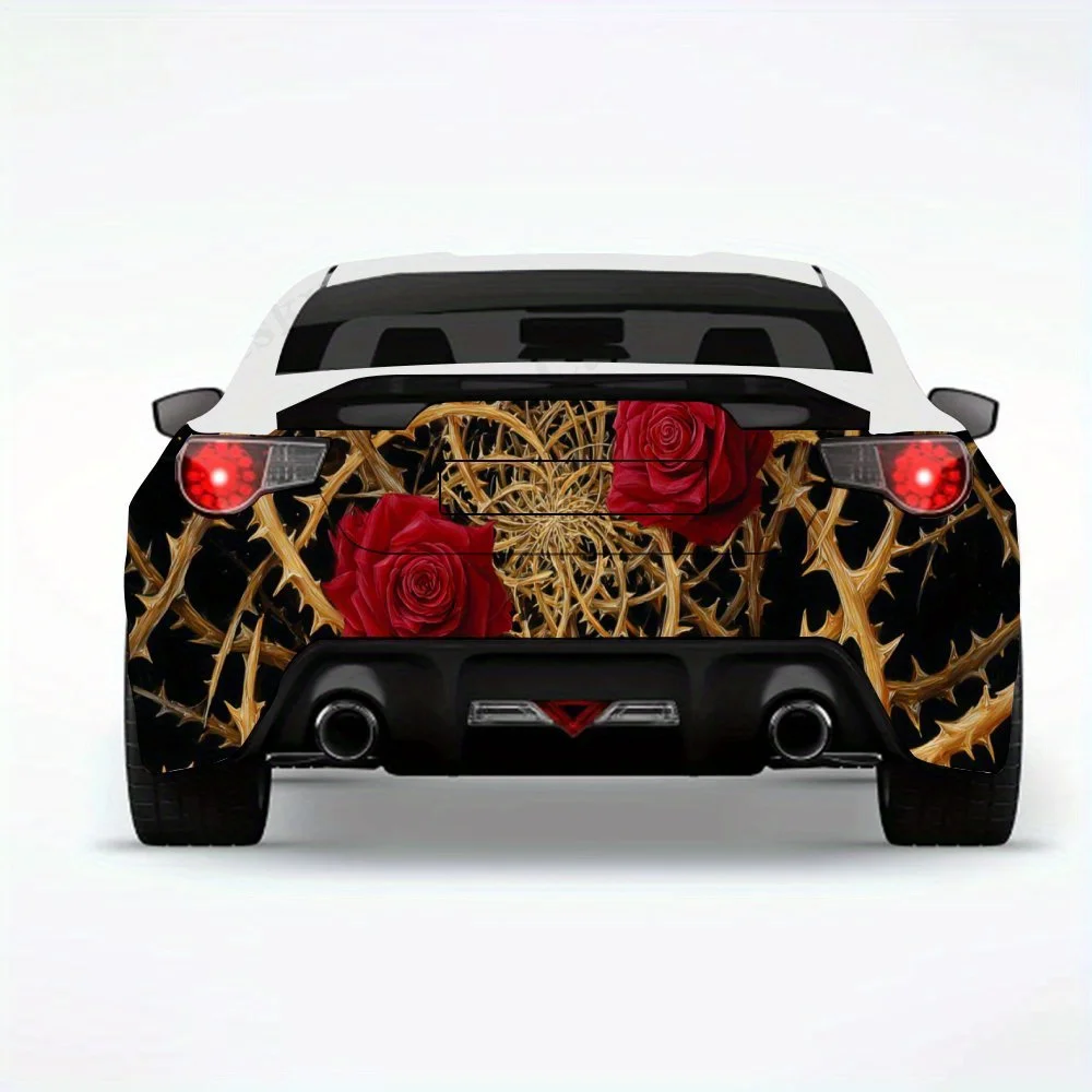 

Golden Thorn Red Rose Car Sticker,Automotive Car Vinyl Wraps for Decoration and Protection-Waterproof Self - Adhesive Vinyl De