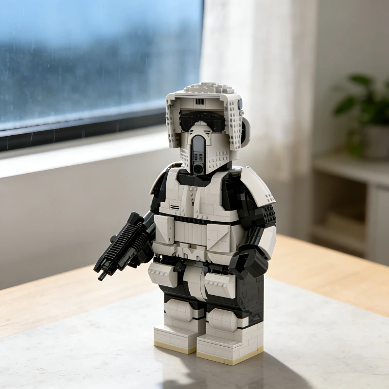 2173pcs MOC Scout Trooper Mega Figure Fits Official Star Battle Model Building Blocks Shelf Decor, Home Decor Display Model Gift