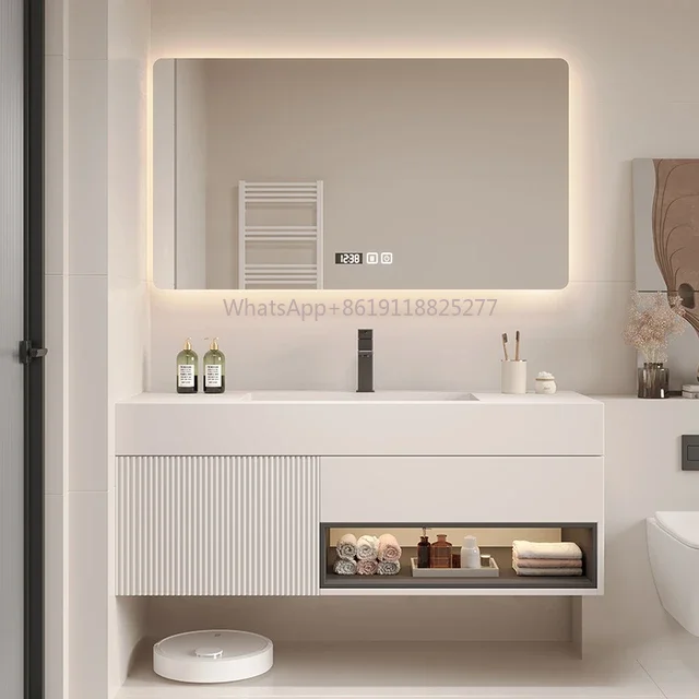 Bathroom Cabinets Vanities with Intelligent Mirror CBMmart Customize Floating Wood Cabinets Door Panel Vanity Toilet