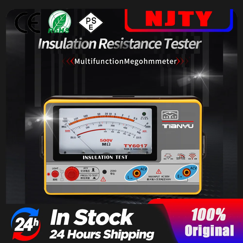 NJTY Pointer Multimeter Type Isolatieweerstandstester Megohmmeter Voltmeter 100-250-500-1000V Aardweerstandsmeter