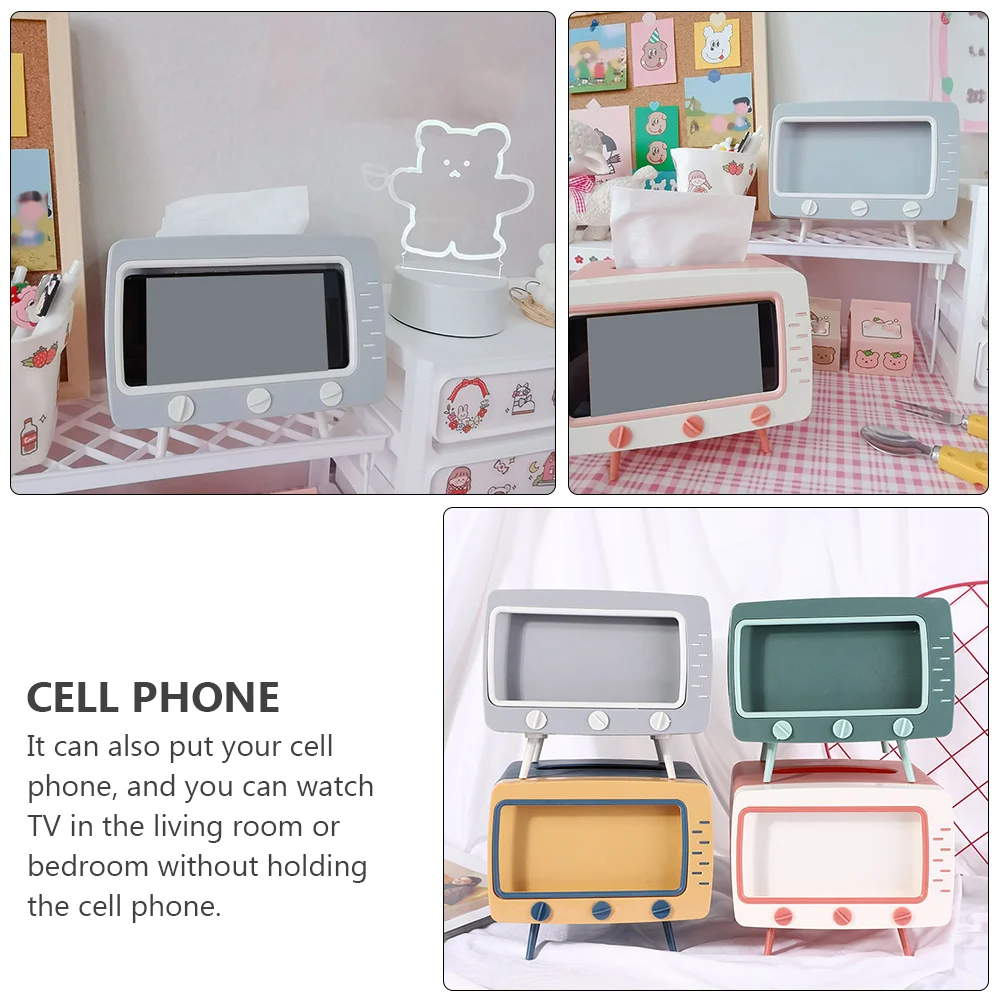 

1pc -shaped Tissue Box Phone Holder Plastic Napkin Case for Living Room Bedroom Office Bathroom Kitchen Home Storage
