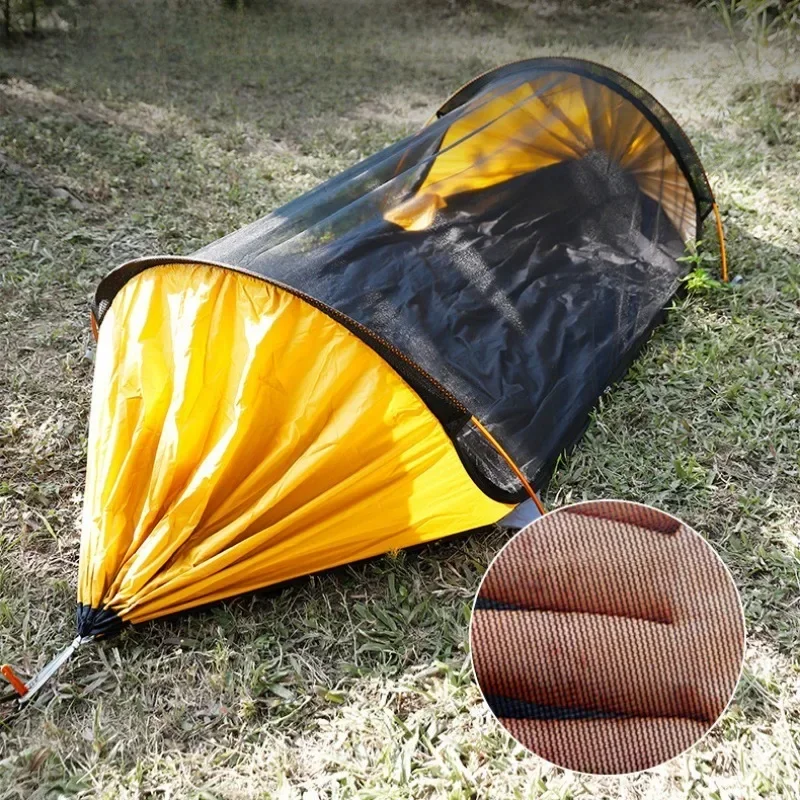 Nylon Fabric Outdoor Camping Hammock Large Space Anti-rollover Mosquito Net Hammocks Wear-resistant 200KG Load-bearing Hammock