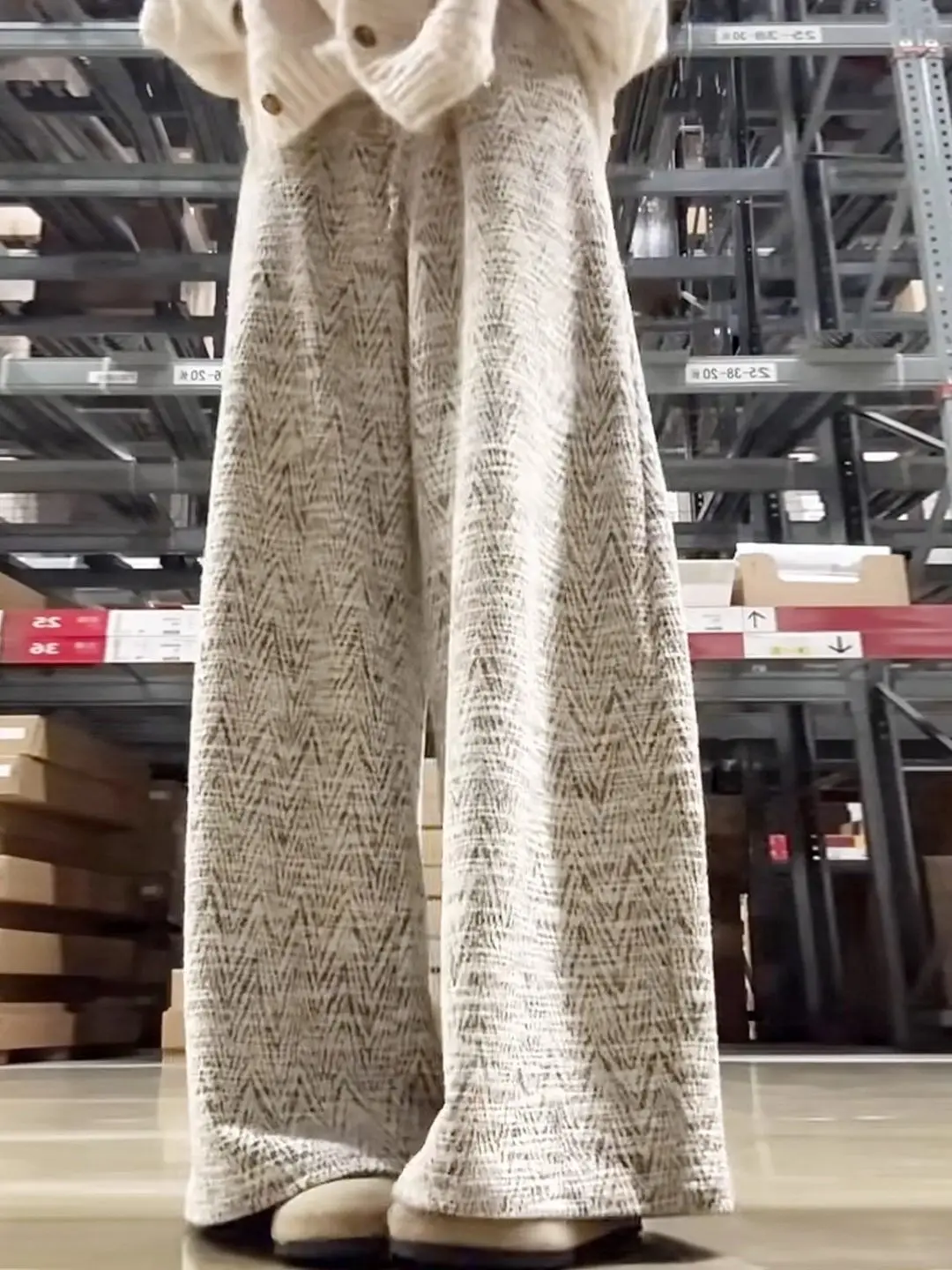 بالإضافة إلى حجم المرأة Ele عالية الخصر واسعة الساق السراويل مستقيم قطع عارضة السراويل التخسيس تصميم الخريف الشتاء Faion