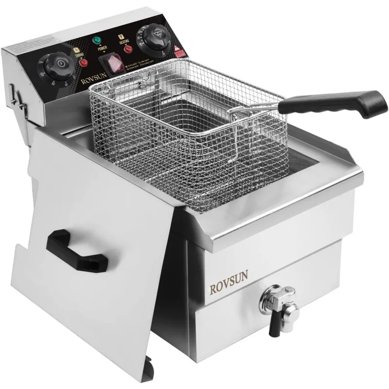 

12.5QT/11.8L Electric Deep Fryer w/Frying Basket, Timer,Drain, & Lid,Commercial Countertop Single Tank Frying Machine,1700W 110V