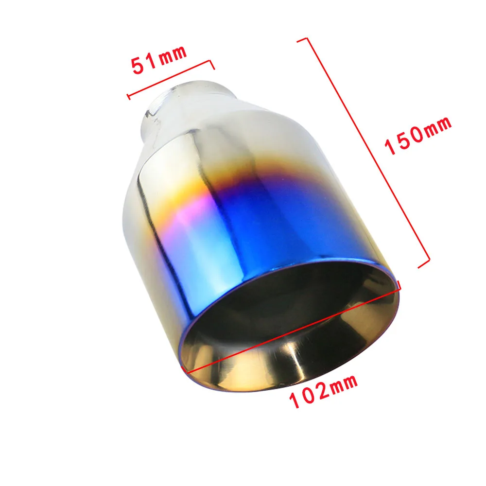 Car Exhaust End Tip Interface 51mm Slant Oval Outlet 102mm Universal Stainless steel Auto Muffler Tail Pipe custom logo