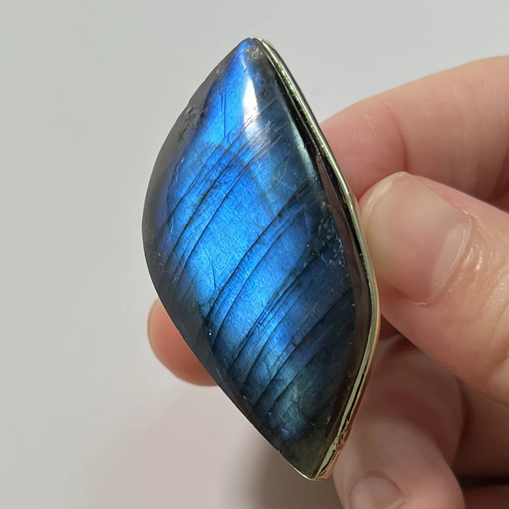 Natural Stone Multicolour Labradorite Adjustable Ring