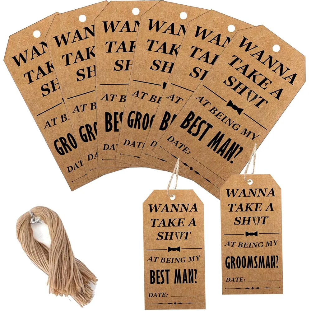 Divertenti cartoline per testimoni dello sposo Set 2 pezzi Best Man e 8 pezzi Groomsmen Best Man Carte Bottle Hang Take Shot Tag Forniture per matrimoni