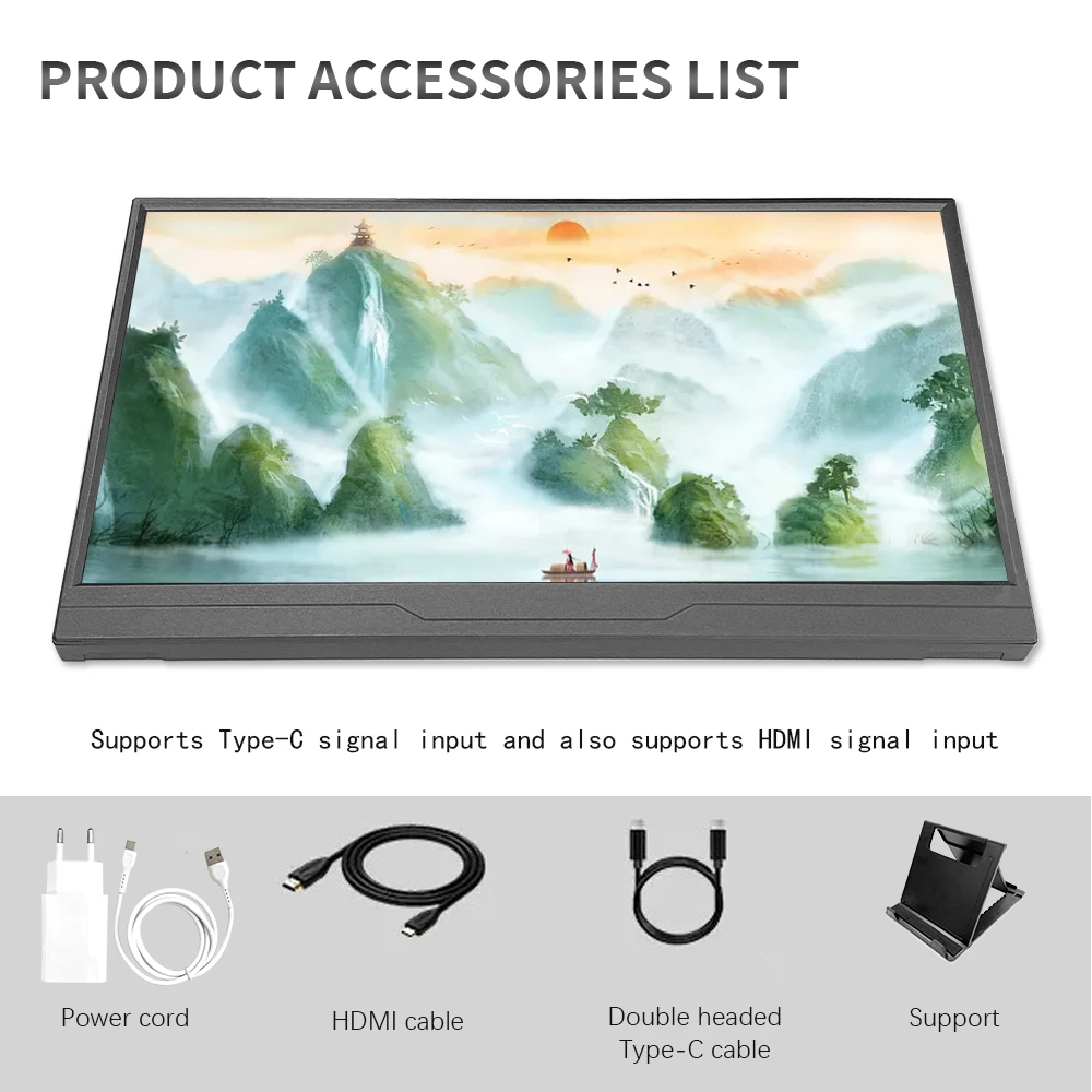 15.6-inch touch screen portable display FHD panel USB Type-C HDMI suitable for laptop Rasberry pi HD 1920 * 1080p mobile phone