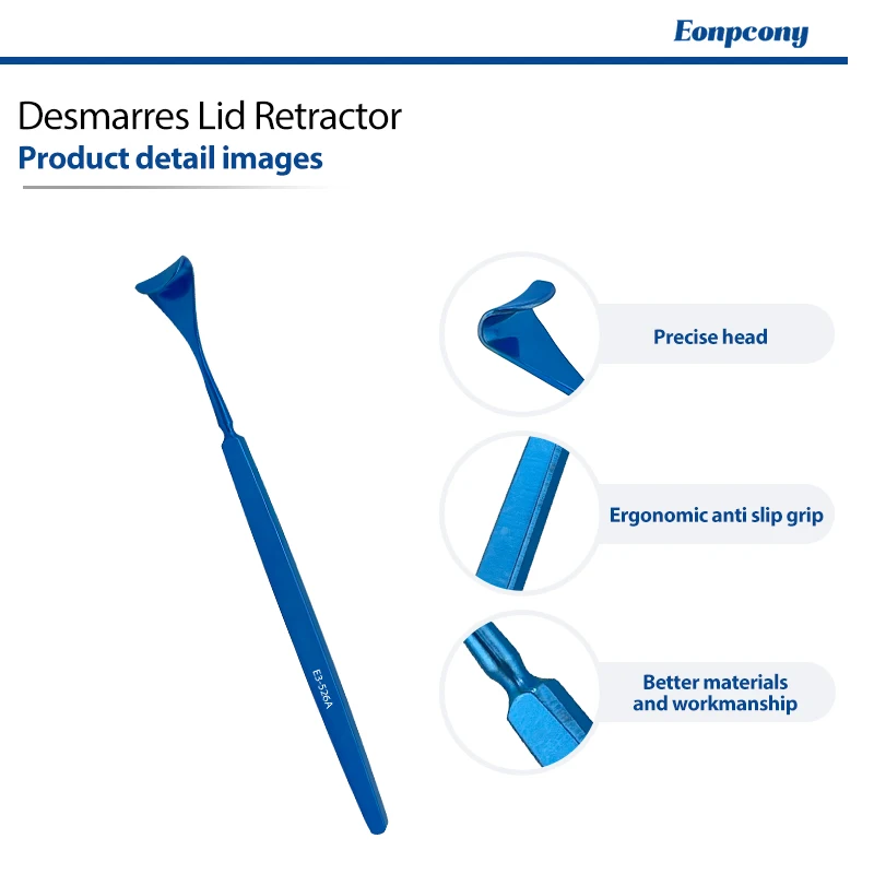 Titanium Alloy Desmarres Lid Retractor Autoclavable Blunt Tip Re‑usable Ophthalmology Eyelid Retractor Tool