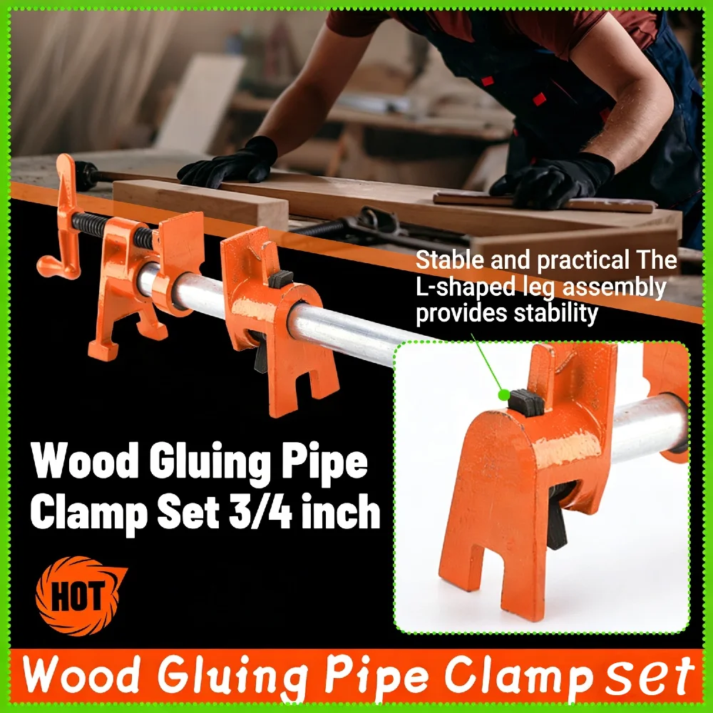 

Multifunctional 3/4in Woodworking Pipe Clamp Set Quick Release Heavy Duty Ergonomic Handle Clamp Tools for Home & Shop Workbench