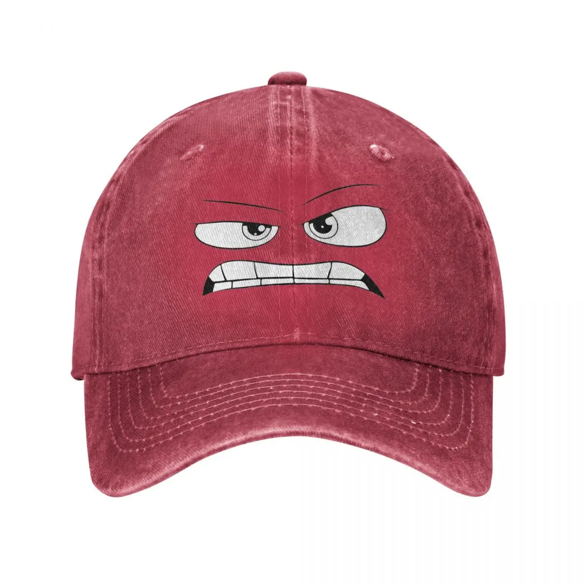 Cartoon Inside Out 2 Anger Face Baseball Caps Fashion Distressed Denim Snapback Hat Unisex Outdoor Summer Caps Hat