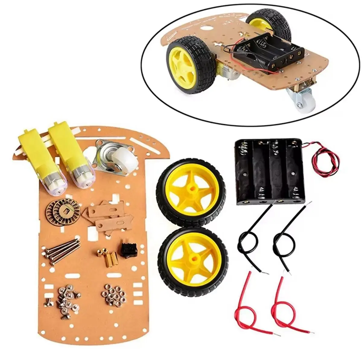 (A30I) 2WD Smart Robot Car Chassis DIY Kit with Tracing & Remote Control, Two-Wheel Drive Universal Wheel Parts for RC Robot