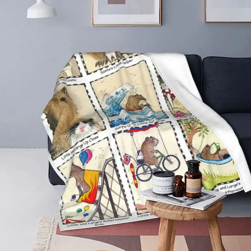 

Capybara Cartoon Plaid Blanket Fleece All Season Cute Animal Poster Super Warm Throw Blanket for Home Couch Bedspread