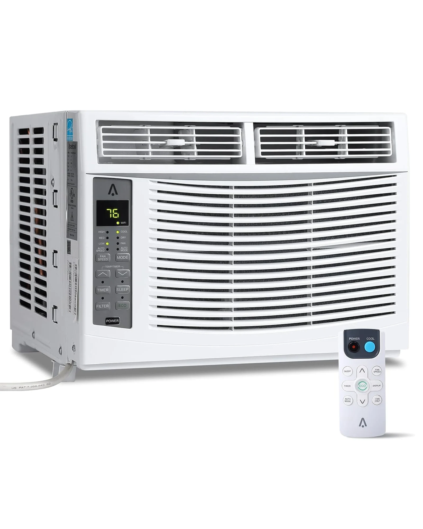 Aire Acondicionado Inteligente de Ventana de 6000 BTU con Control por Aplicación WiFi, Silencioso, Enfría 250 Pies Cuadrados, con Temporizador y Control Remoto para Dormitorio