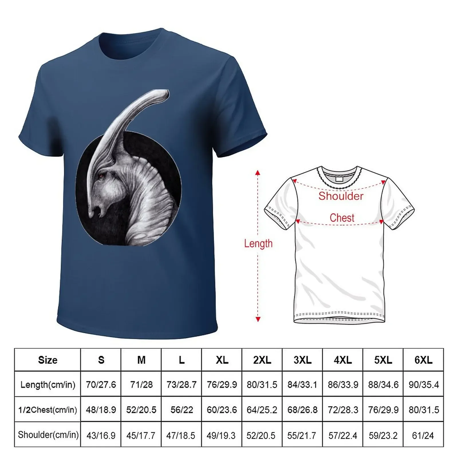 Albino Parasaurolophus Walkeri - Paleo Portrait T-shirt vintage clothes tops slim fit t shirts for men