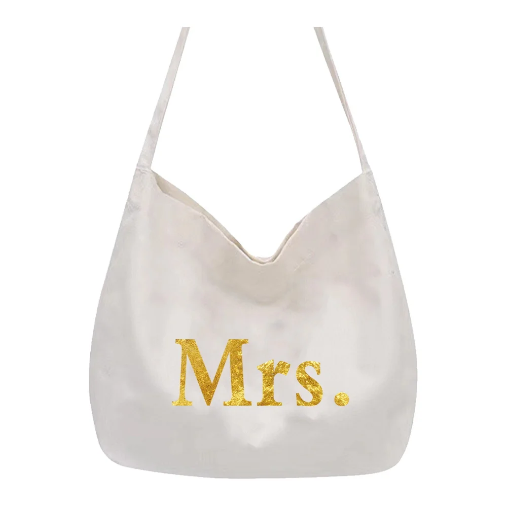 Customized Name White Shoulder Bag New Women's Canvas Shoulder Bag Multi Functional Shoulder Bag Gold Letter Pattern