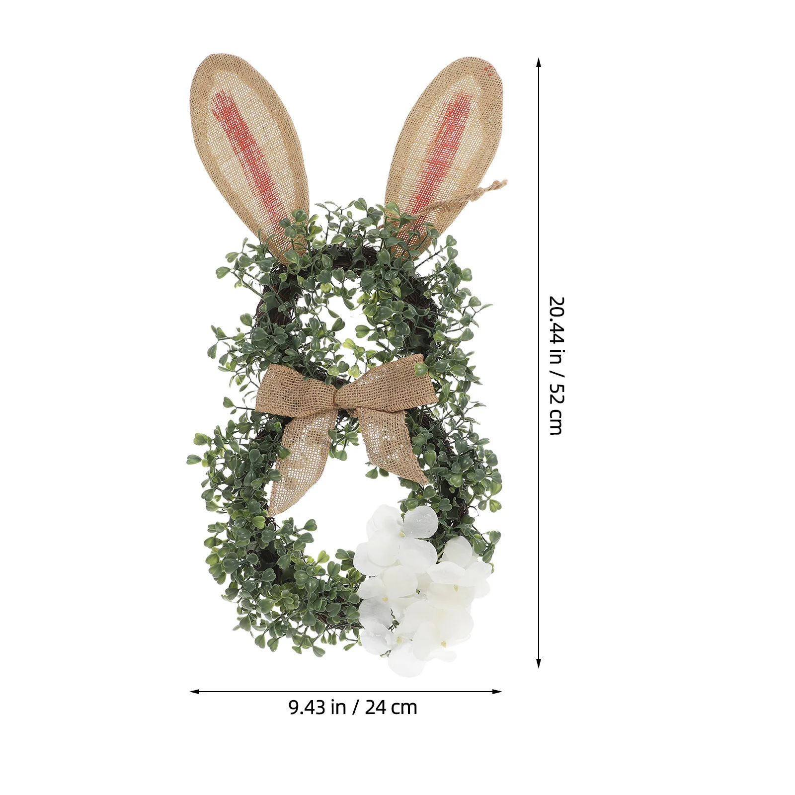 Easter Bunny Decorative Wreath Front Door Hanging Artificial Greenery Rabbit Ornament Spring Indoor Outdoor Photo Prop