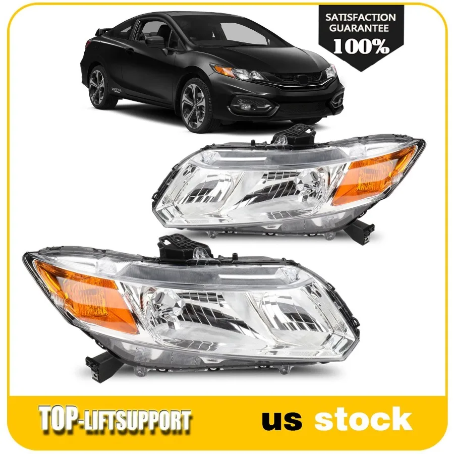 

For 2012-2015 Honda Civic 4-Door Sedan 1.8L 2.4L Chrome Headlight Assembly Pair