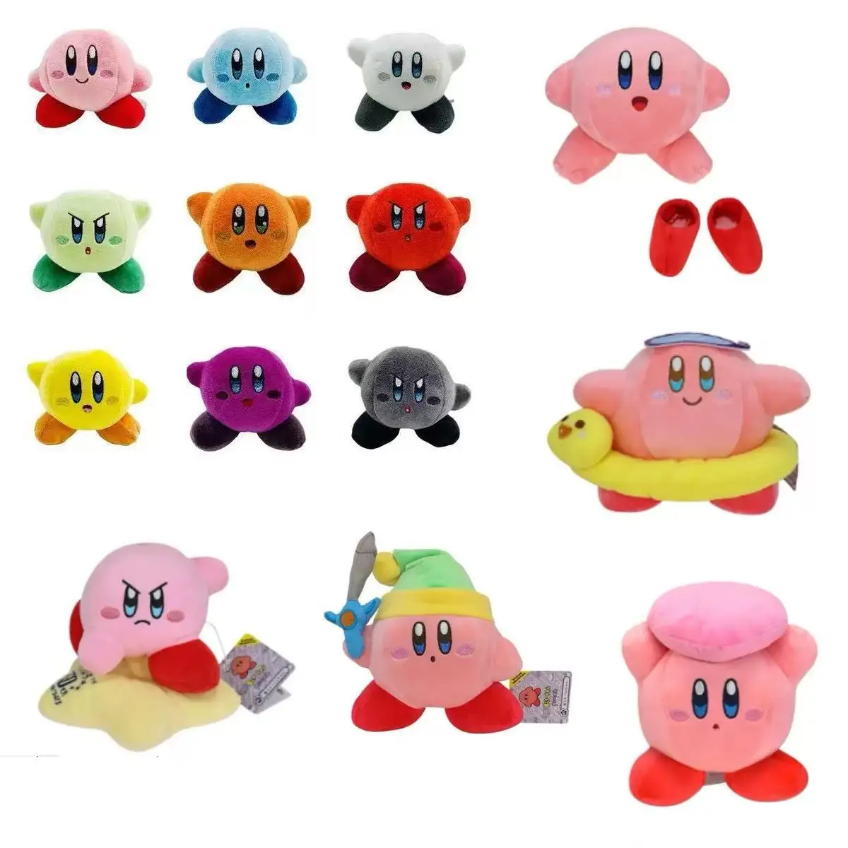 Cute Multicolor Kirby Plush Toy Kawaii Anime Star Kirby Sword Kirby Waddle Doo Elfilin Stuffed Doll Peluche Birthday Gifts