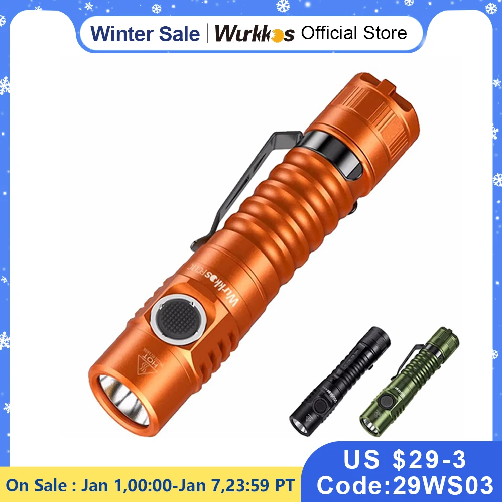 Wurkkos FC11C Nichia 519A Buck Circuit Hiking 18650 Flashlight Max ouput 1200 LM USB C Rechargeable EDC Torch Father's Day Gifts