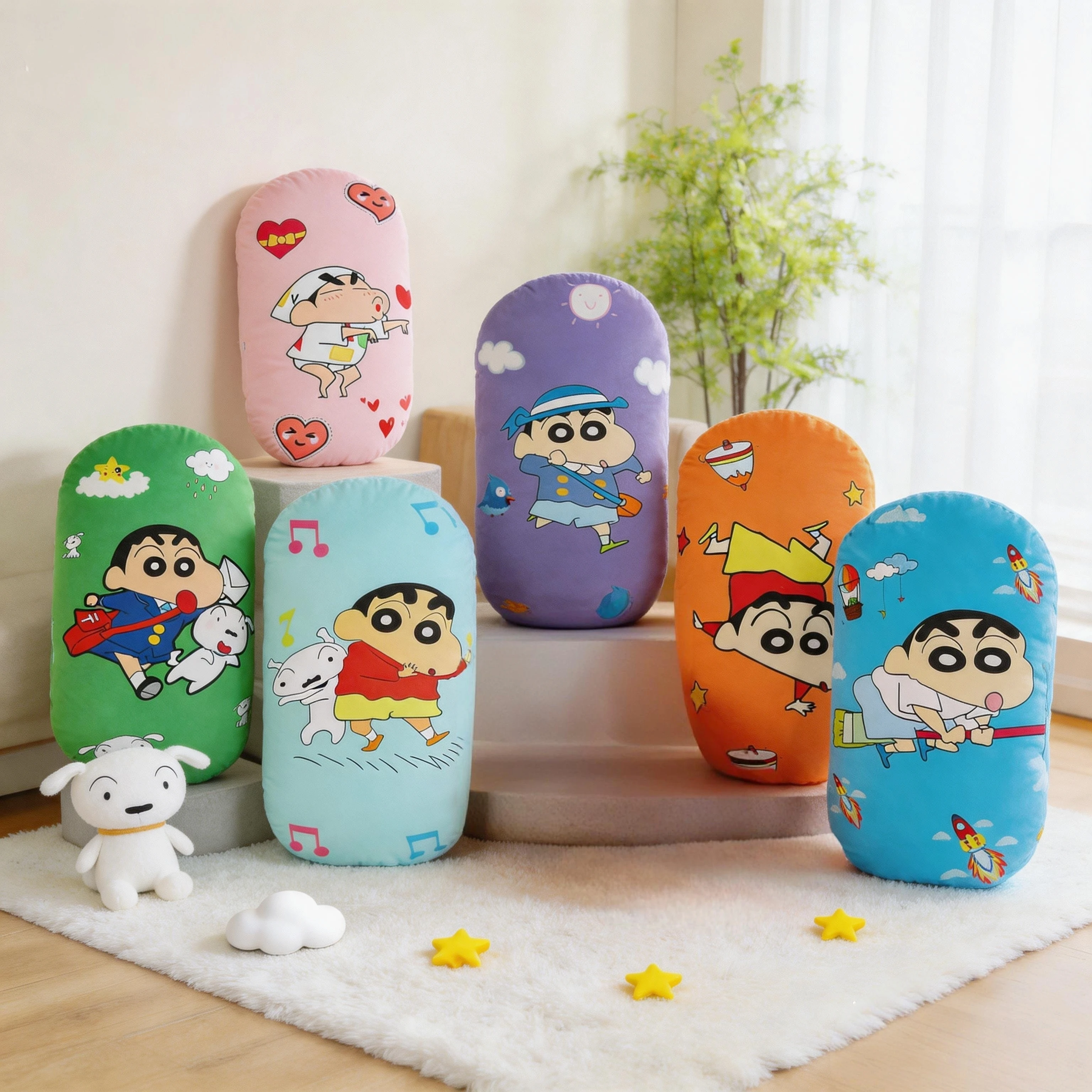 Cute Crayon Shin-chan Plush Doll Pillow Soft Kawaii Long Bolster Stuffed Cartoon Anime Merch Kids Gift Dorm Bed Sleeping Cushion