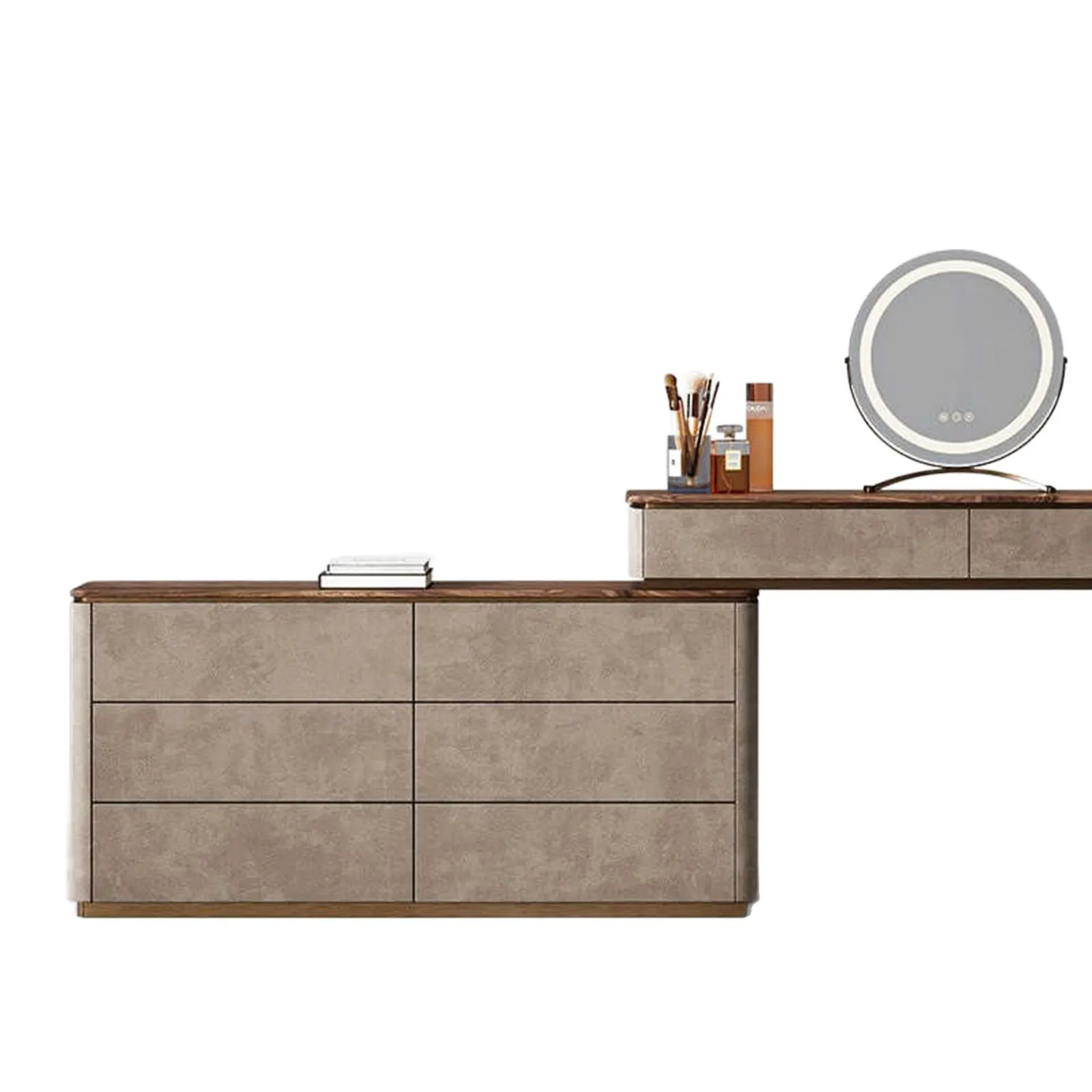 Solid wood telescopic dresser, bedroom, black walnut, Italian light luxury, integrated home storage dressing table