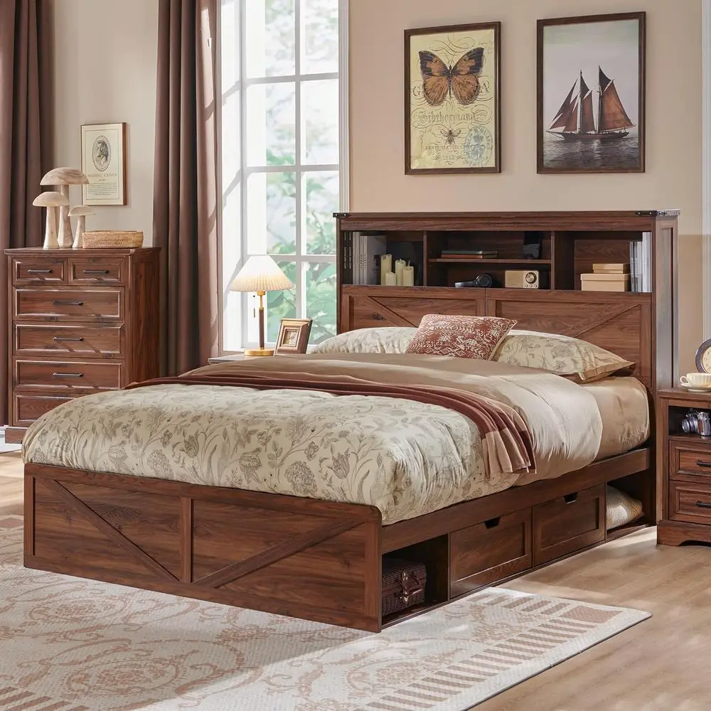 Queen LED Storage Bed 1