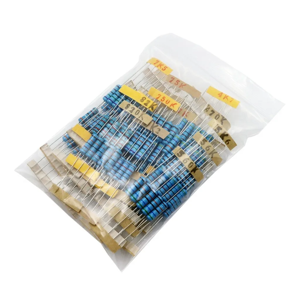

150Pcs 30 Values 2W Metal Film Resistor Kit 1% Tolerance 5 Color Bands 1K to 820K Ohm Common Values Assortment for Industrial Eq