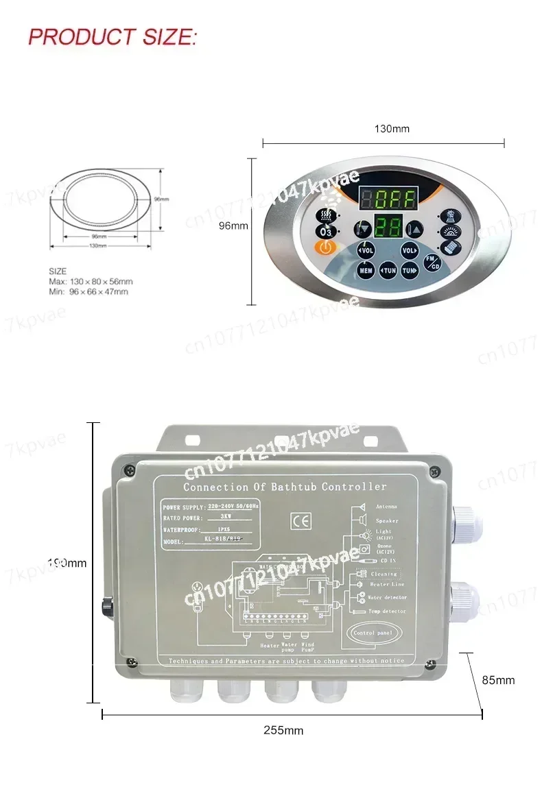 KL-818 Massage Bathtub Controller Control Board Computer Spa Control System for Bathtub Used with CE