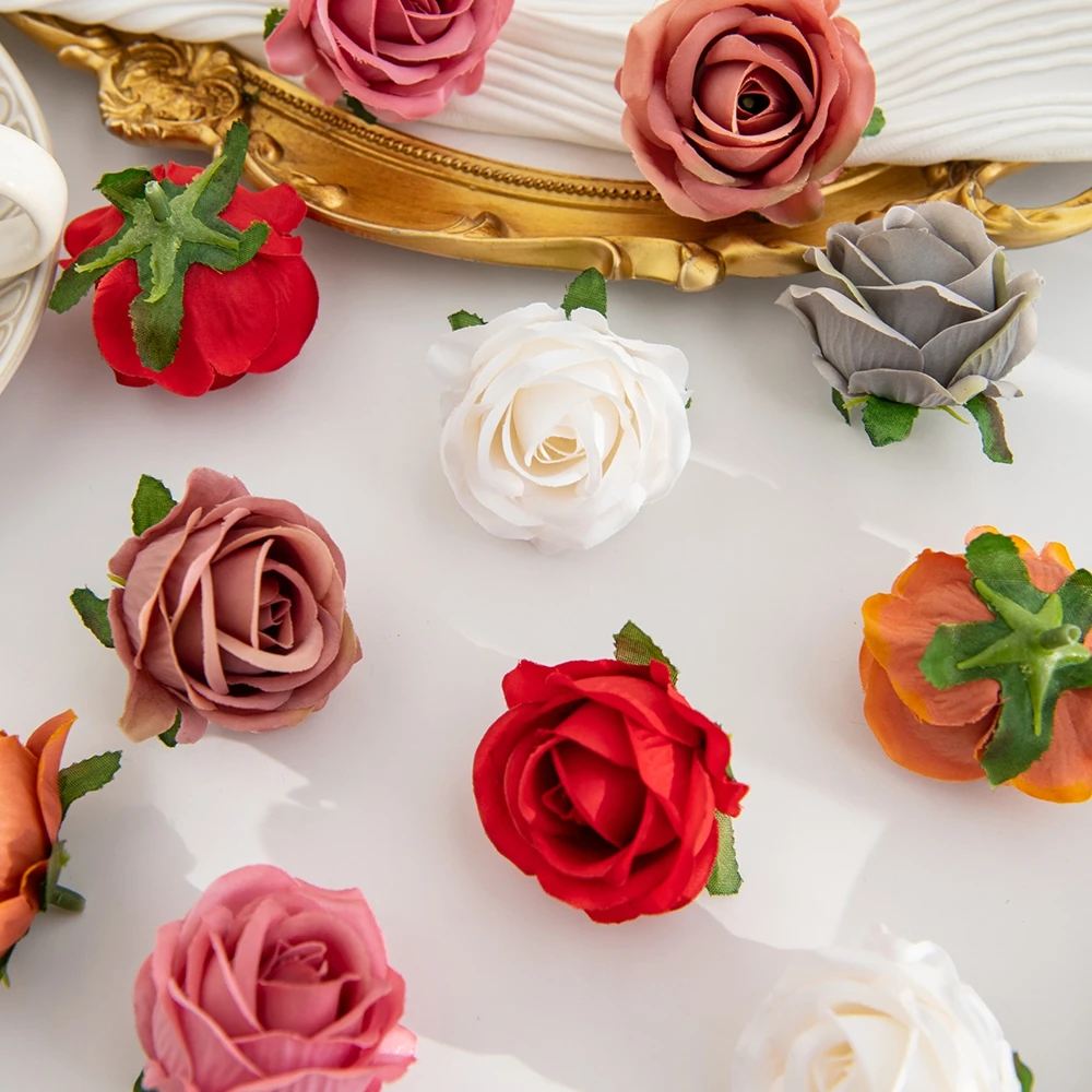 10 Stück künstliche Blumen, Seidenrosen, Scrapbooking, Hochzeit, Party, Outdoor, Garten, Zuhause, Raumdekoration, Festival, Kranz, Brautaccessoires – Detail 4