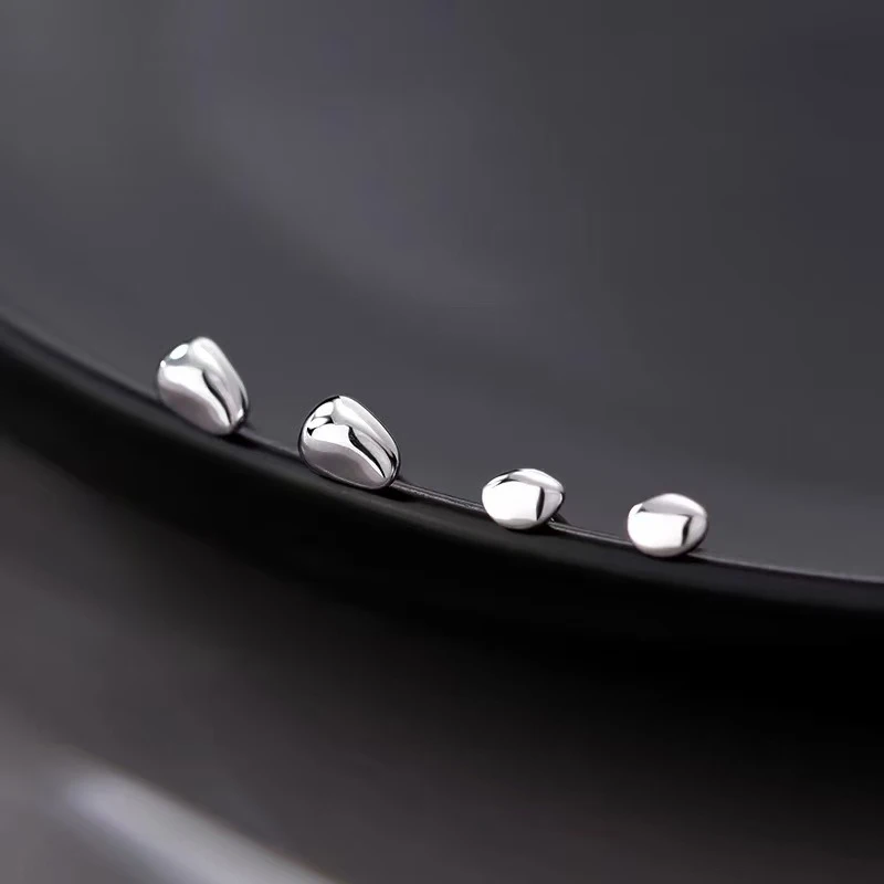 Real 925 Sterling Silver Irregular Mini Beans Stud Earrings For Women Classic Fine Jewelry Piercing Hole Ear Bone Accessories
