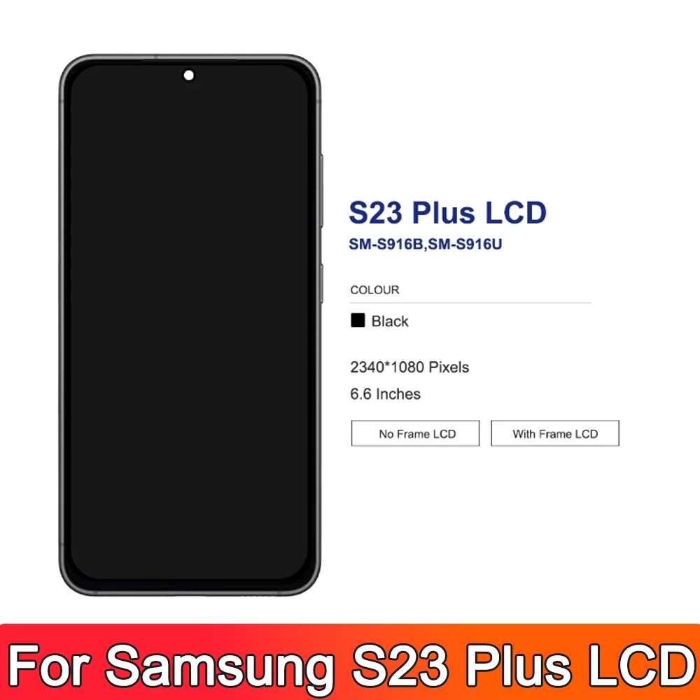 OLED S23 Plus Screen Assembly for Samsung S23+ S916 S916B S916U Lcd Display Digital Touch Screen Replacement