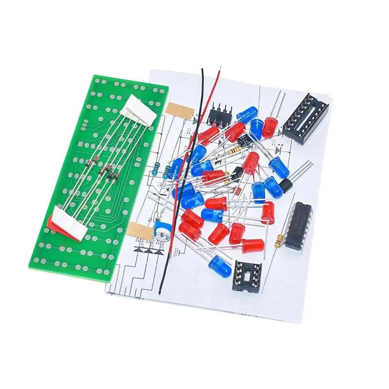 NE555 CD4017 IC LED Electronic Lights Kits Red Blue Dual-Color DIY Kit Strobe Electronic Suit Flashing Lights Components DIY