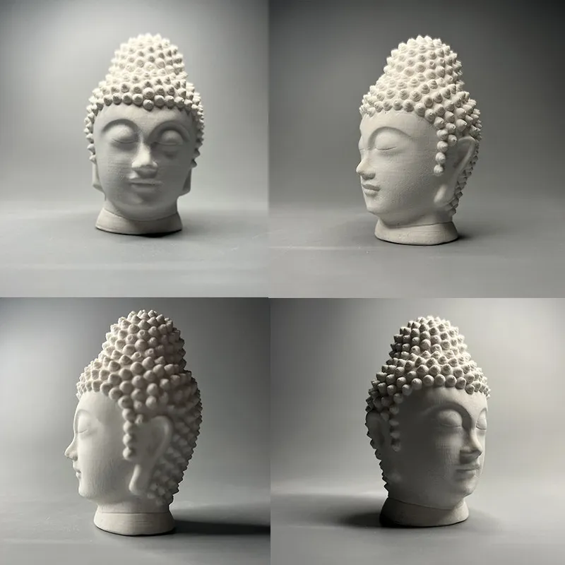 

Zen Chinese Style Gypsum Buddha Head Statue, Aquarium Micro Landscape Decor Home Entrance Desktop Ornament Creative Gift