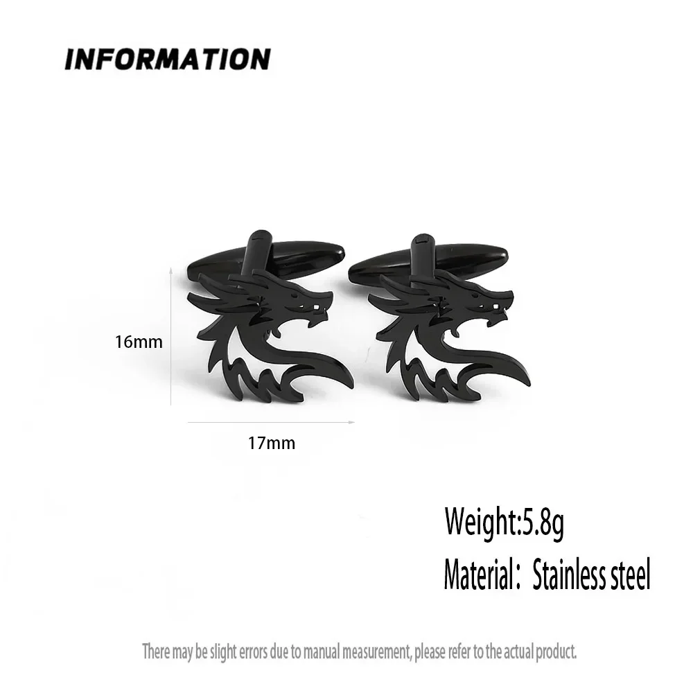 Men's Vintage Cuff Links Quality Stainless Steel Material Golden Color Chinese Dragon Design Cufflinks Wholesale & Retail