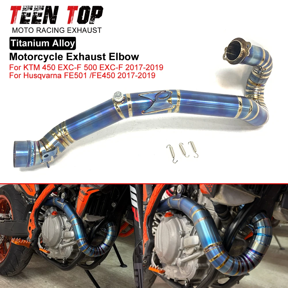 

Синяя выхлопная труба из титанового сплава для внедорожного велосипеда для KTM 450 EXC-F 500 EXC-F 2017-2019, выхлопное колено 50 мм для Husqvarna FE501 FE450