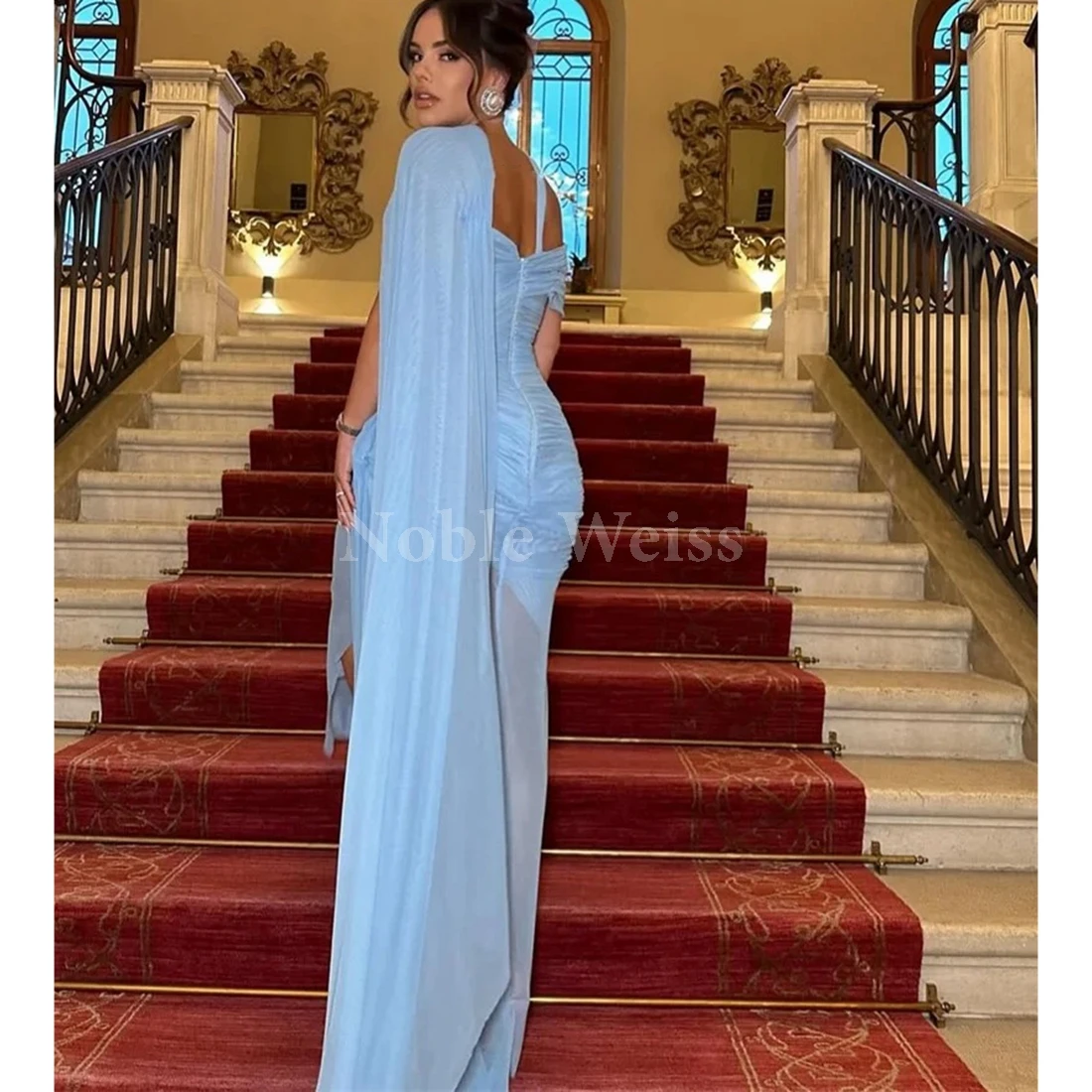 فساتين سهرة حورية البحر من الشيفون على شكل قلب فساتين حفلات مطوية للنساء مخصصة