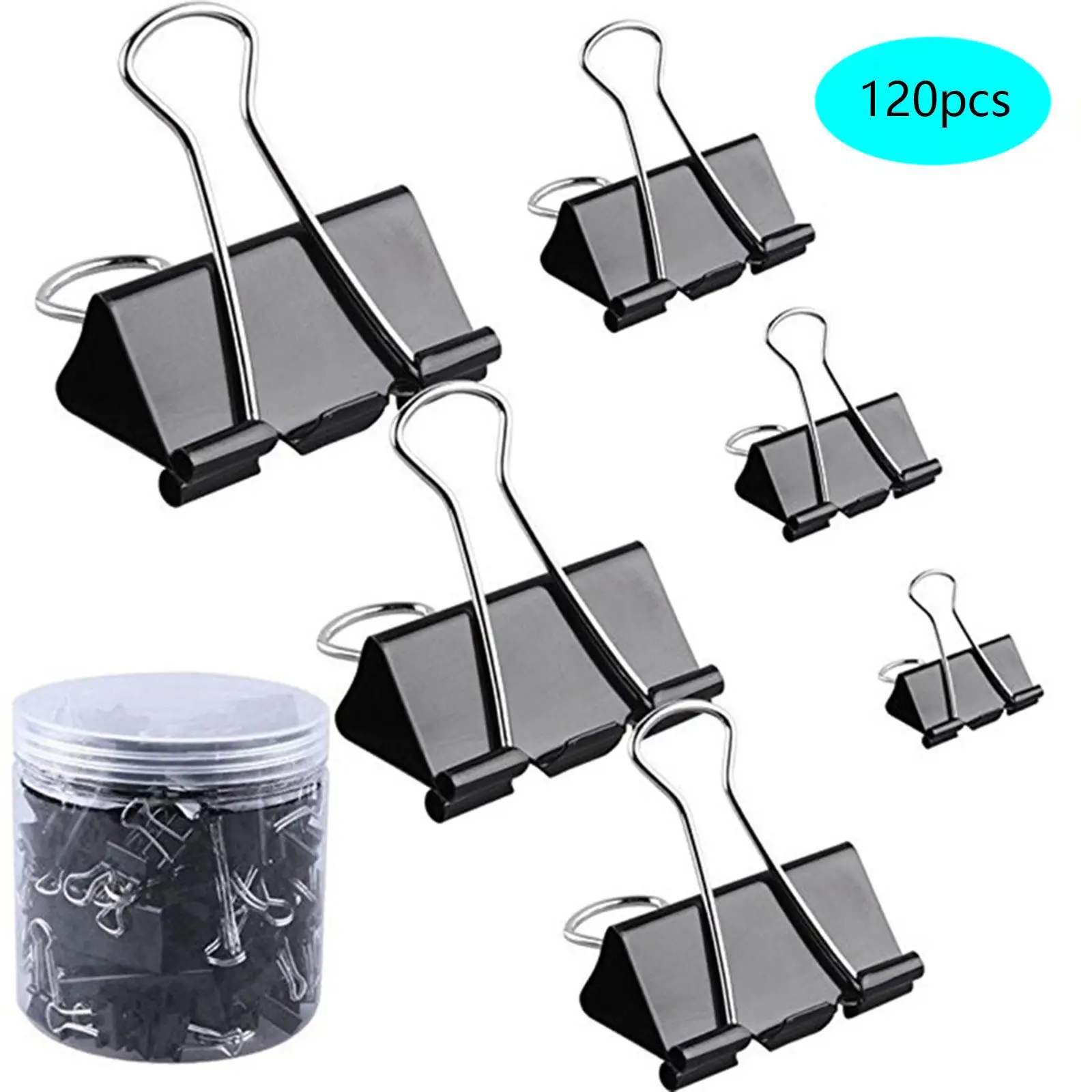 Metal Binder Clips para organização, documentos de escritório, artesanato, 120-Pack