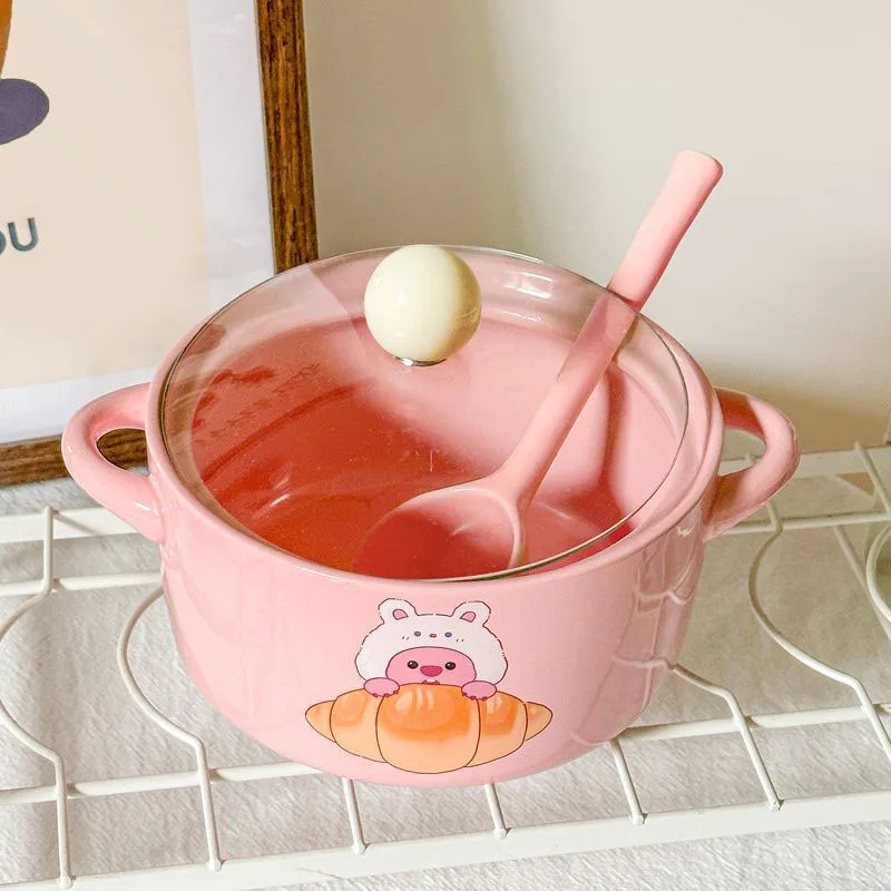850ml Cute Zanmang Loopy Ceramics Instant Noodle Bowl Cartoon Anime Korean Style Student Dormitory Soup Bowl Kawaii Girl Gifts