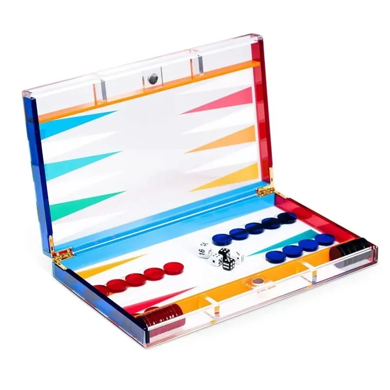 Acrylic backgammon Cross-border hot-selling high-quality game box processing acrylic backgammon on demand